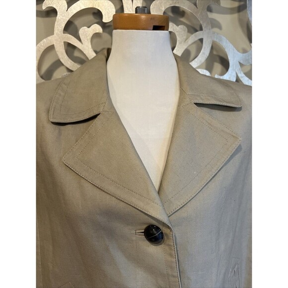 Talbots Jacket Size 12 Khaki Cotton Linen Short Swing Trench Coat - Picture 3 of 10